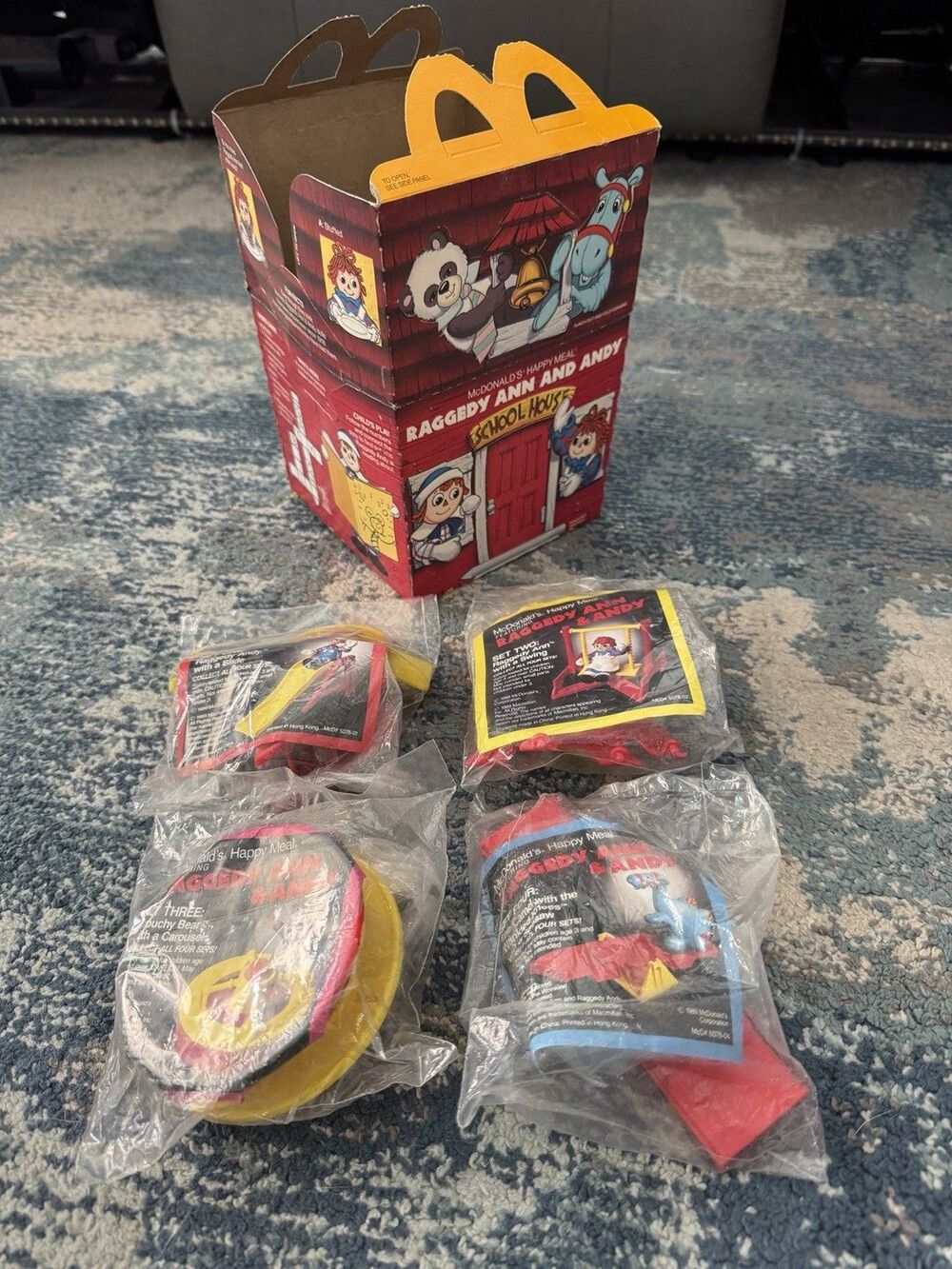 Raggedy Ann & Andy 1989 McDonald’s Happy Meal Complete Set of 4 Toys w/ Box